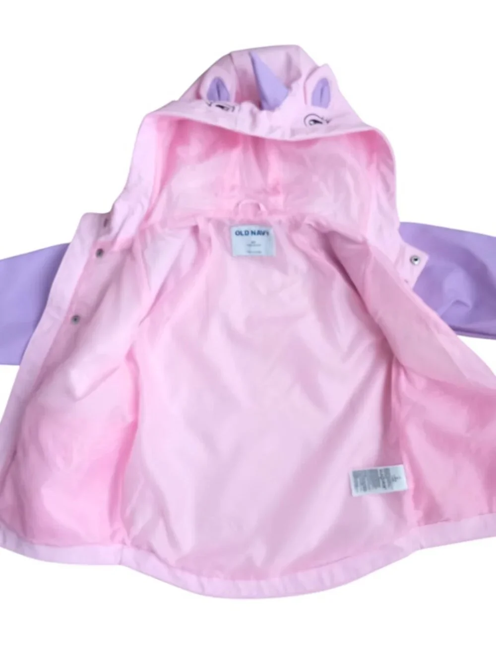 Old Navy Girls Pink Purple Rain Jacket - Water-Resistant Hooded Raincoat, Size 4
